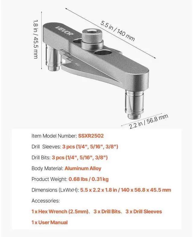 Alt view image 7 of 7 - Doweling Jig Kit Self Centering Dowel Drill Jig for Woodworking with Drill Bit
