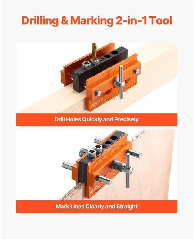 Alt view image 2 of 7 - Doweling Jig Kit Self Centering Dowel Drill Jig for Straight Holes Woodworking