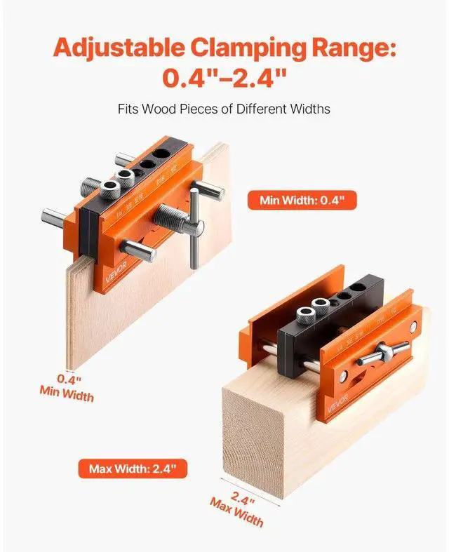Alt view image 4 of 7 - Doweling Jig Kit Self Centering Dowel Drill Jig for Straight Holes Woodworking