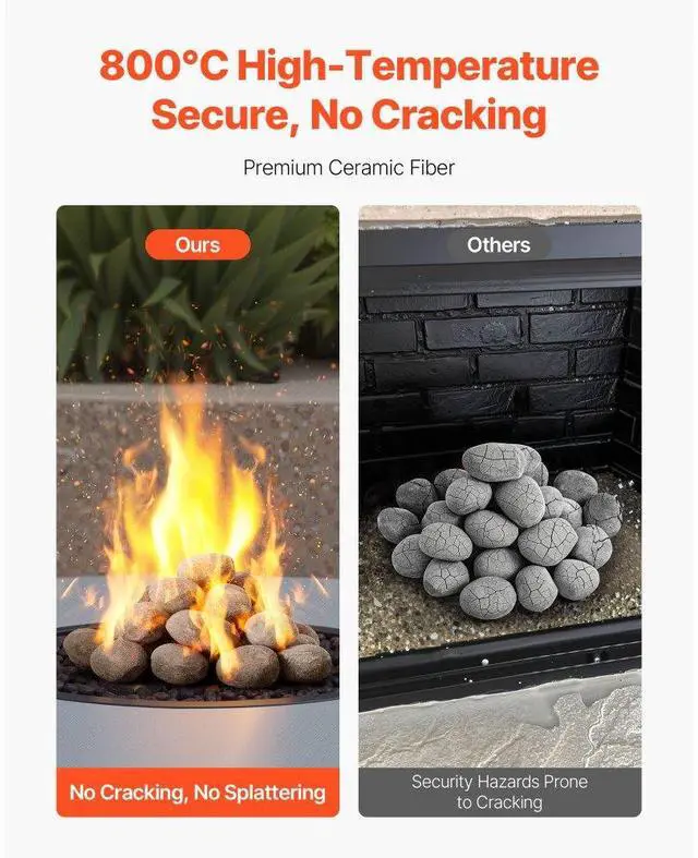 Alt view image 3 of 7 - 2-3 Inch 30 Pcs Ceramic Fire Pebble Stones Lava Rocks Reusable