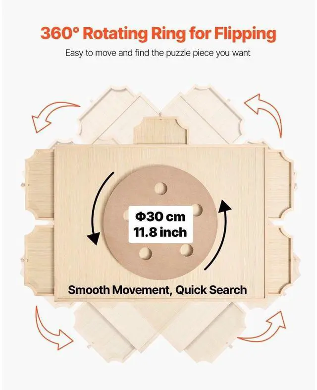 Alt view image 3 of 7 - 1000 Piece Puzzle Board with Drawer Cover Portable Wooden Jigsaw 29x21 in