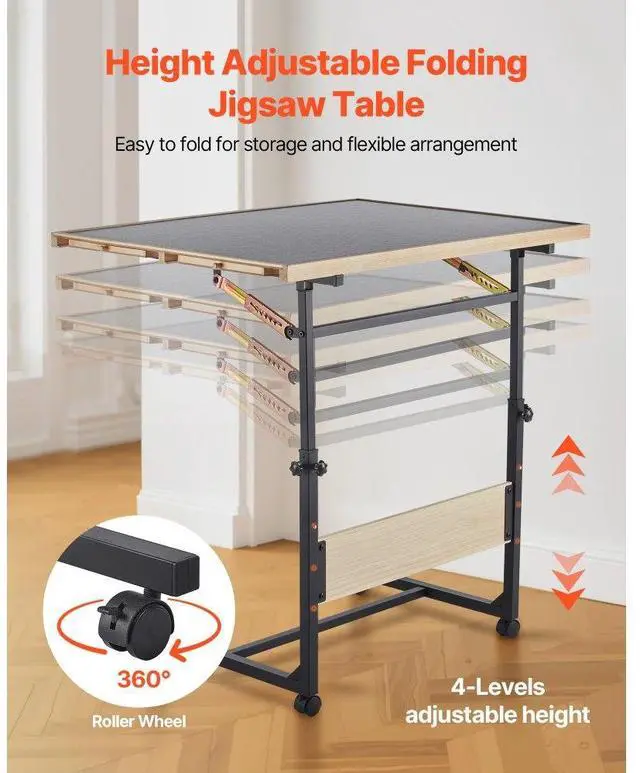 Alt view image 4 of 7 - 1500Piece Puzzle Board with Leg Drawer Adjustable Portable Wooden Jigsaw 34x25in