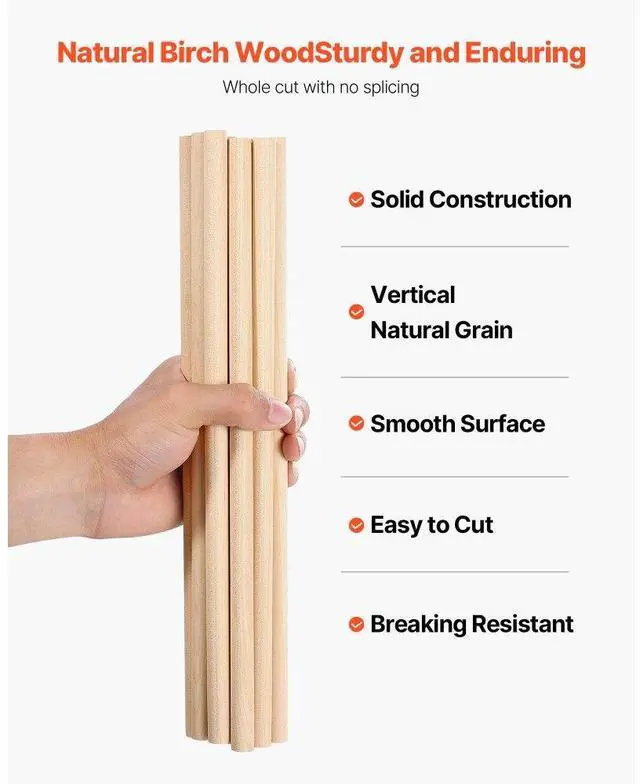Alt view image 3 of 7 - 25Pcs Wooden Dowel Rods 1/2 x 12 Inch Natural Wood Sticks for Craft DIY