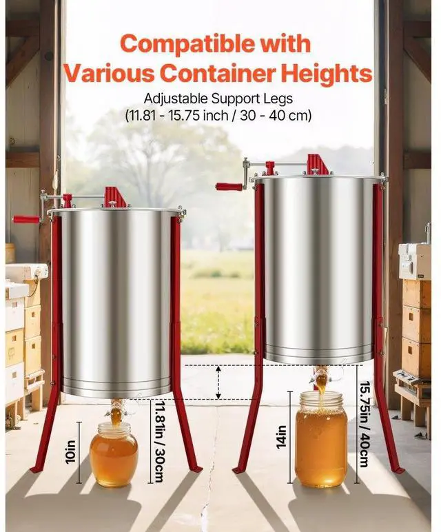 Alt view image 5 of 7 - Manual Honey Extractor 6 Frame Beekeeping Honeycomb Spinner Stainless Steel