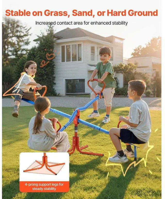 Alt view image 2 of 7 - VEVOR 2-4 Kids Seesaw 110 lbs Capacity 360 Degrees Rotating Teeter Totter Age 3+