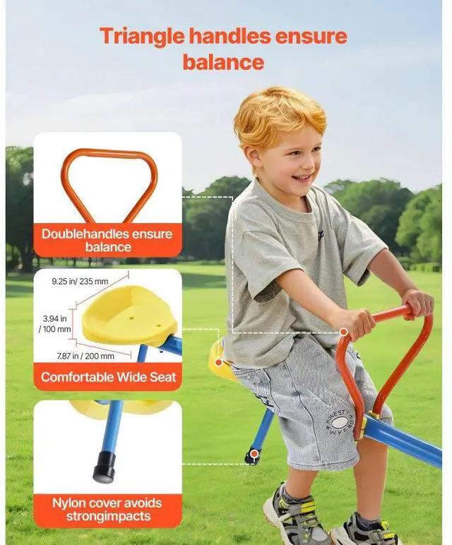Alt view image 6 of 7 - VEVOR 2-4 Kids Seesaw 110 lbs Capacity 360 Degrees Rotating Teeter Totter Age 3+