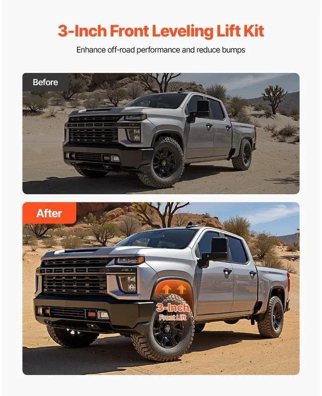 Alt view image 2 of 7 - 3 in Front Leveling Lift Kit for 2001-2010 Chevy Silverado GMC Sierra 3500