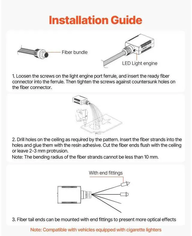 Alt view image 5 of 7 - 150pcs Starlight Headliner Kit Fiber Optic Star Roof Ceiling Lights Home Car