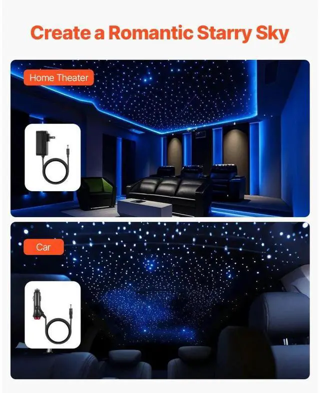Alt view image 6 of 7 - 150pcs Starlight Headliner Kit Fiber Optic Star Roof Ceiling Lights Home Car