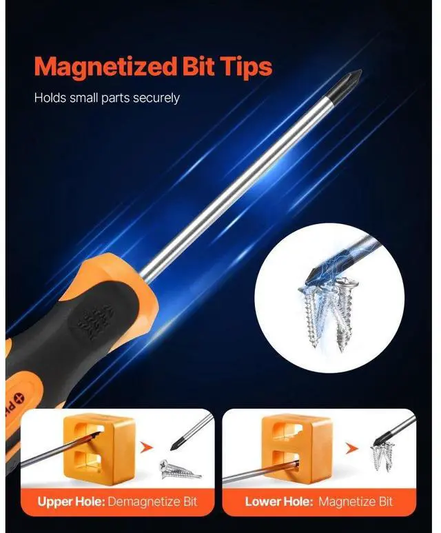 Alt view image 3 of 7 - 12-Piece Magnetic Screwdriver Set 5 Phillips 5 Flat Head Tips Magnetizer Tool