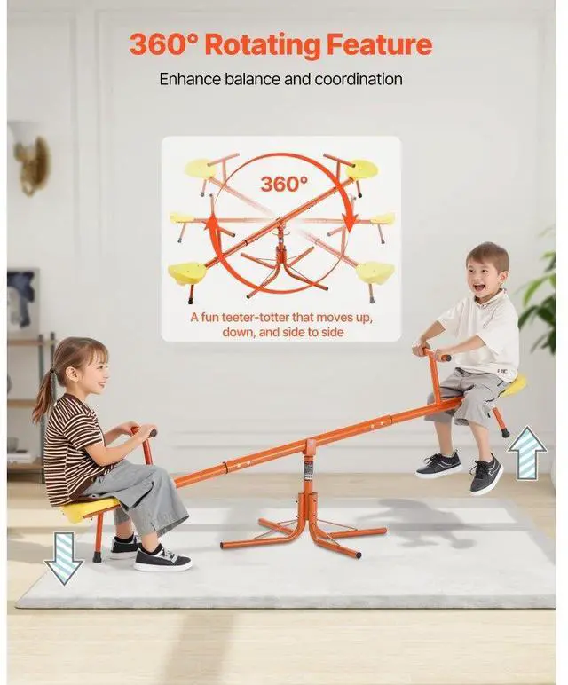 Alt view image 3 of 7 - VEVOR Kids Seesaw 100 lbs Capacity Swiveling 360 Degrees Rotating Teeter Totter