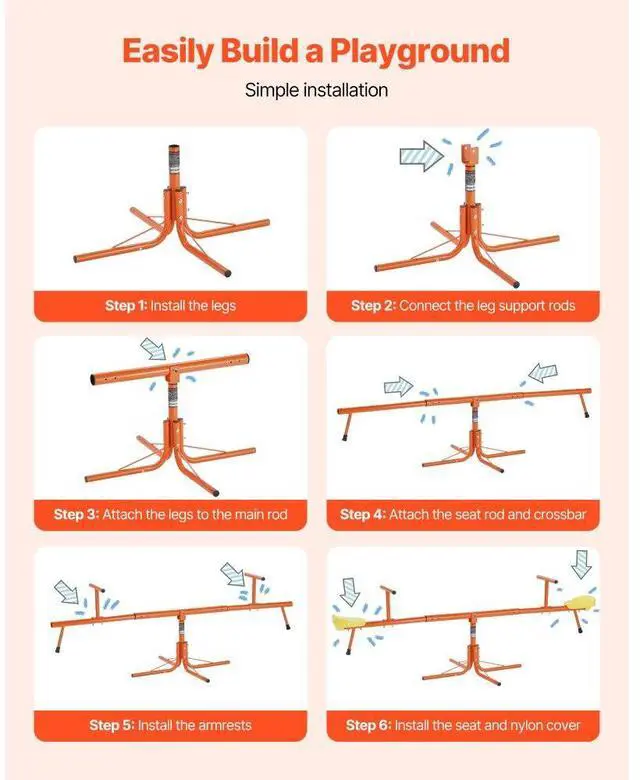 Alt view image 5 of 7 - VEVOR Kids Seesaw 100 lbs Capacity Swiveling 360 Degrees Rotating Teeter Totter