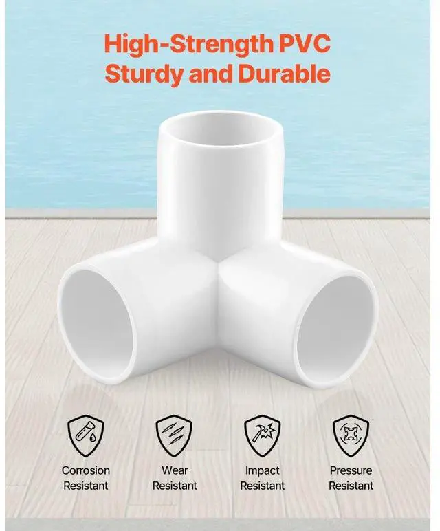 Alt view image 2 of 7 - VEVOR 3-Way PVC Fittings 10-Pack PVC Pipe Joints Elbow Connector for 1" PVC Pipe