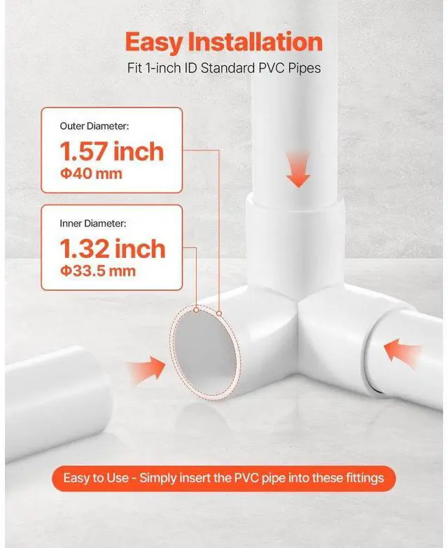 Alt view image 4 of 7 - VEVOR 3-Way PVC Fittings 10-Pack PVC Pipe Joints Elbow Connector for 1" PVC Pipe