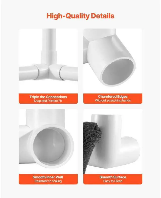 Alt view image 6 of 7 - VEVOR 3-Way PVC Fittings 10-Pack PVC Pipe Joints Elbow Connector for 1" PVC Pipe
