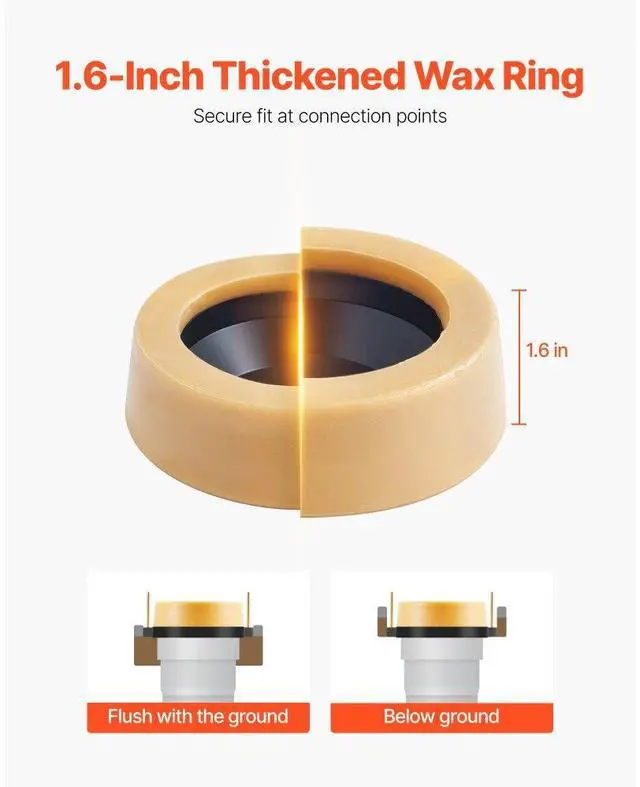 Alt view image 3 of 7 - Extra Thick Toilet Wax Ring Kit with Brass Bolts Fits 3-Inch/4-Inch Drain Pipes