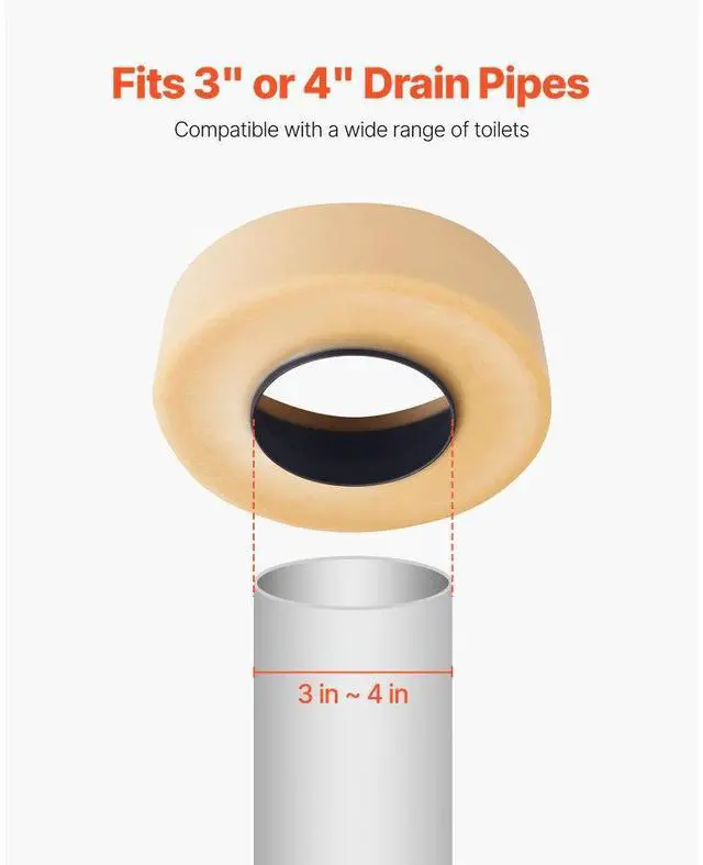 Alt view image 5 of 7 - Extra Thick Toilet Wax Ring Kit with Brass Bolts Fits 3-Inch/4-Inch Drain Pipes