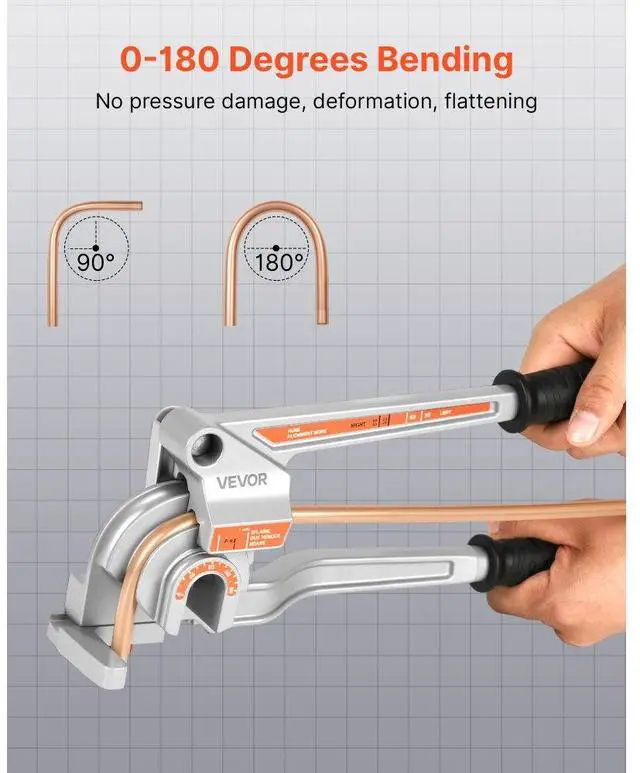 Alt view image 4 of 7 - VEVOR 3 in 1 Lever Pipe Tube Bender for 1/4", 3/8", 1/2" O.D. 0-180° Bending