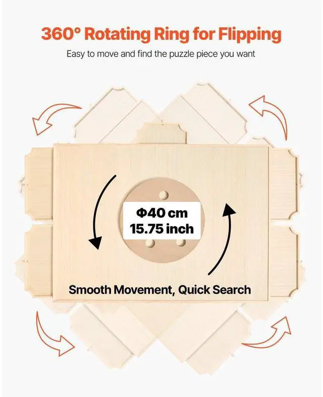 Alt view image 3 of 7 - 2000 Piece Puzzle Board with Drawer Cover Portable Wooden Jigsaw 40x29 in