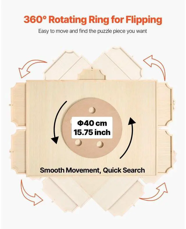 Alt view image 3 of 7 - 1500 Piece Puzzle Board with Drawer Cover Portable Wooden Jigsaw 34x25 in