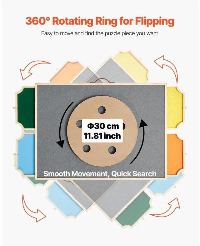 Alt view image 3 of 7 - 1000 Piece Puzzle Board with Drawer Cover Portable Wooden Jigsaw 29x21 in