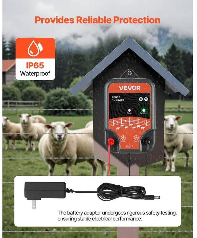 Alt view image 4 of 7 - Electric Fence Charger 10kV 2J AC DC Electric Fence Energizer 1.86 Miles Range