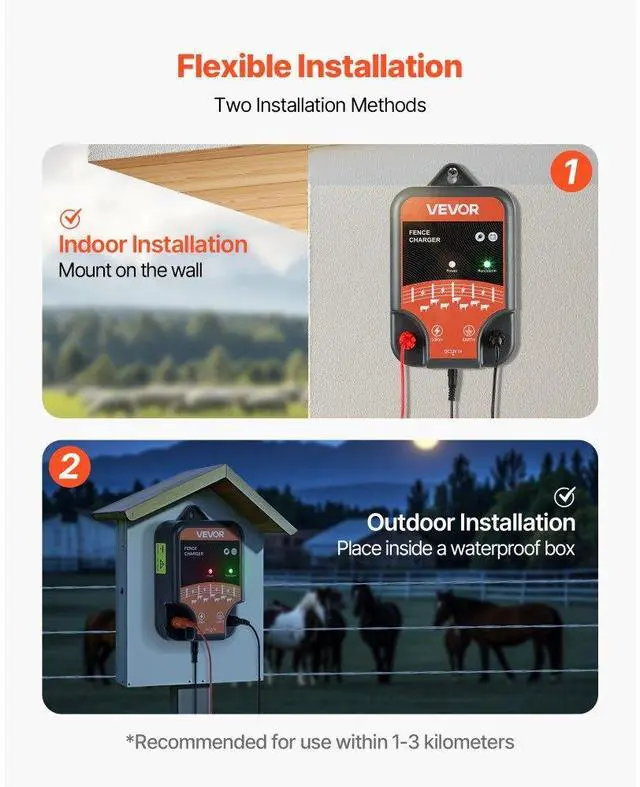 Alt view image 6 of 7 - Electric Fence Charger 10kV 2J AC DC Electric Fence Energizer 1.86 Miles Range