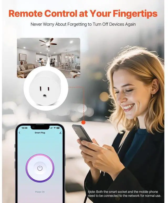 Alt view image 4 of 7 - VEVOR Smart Plug Works WiFi Smart Outlet with Alexa and Google Home 4-Pack White