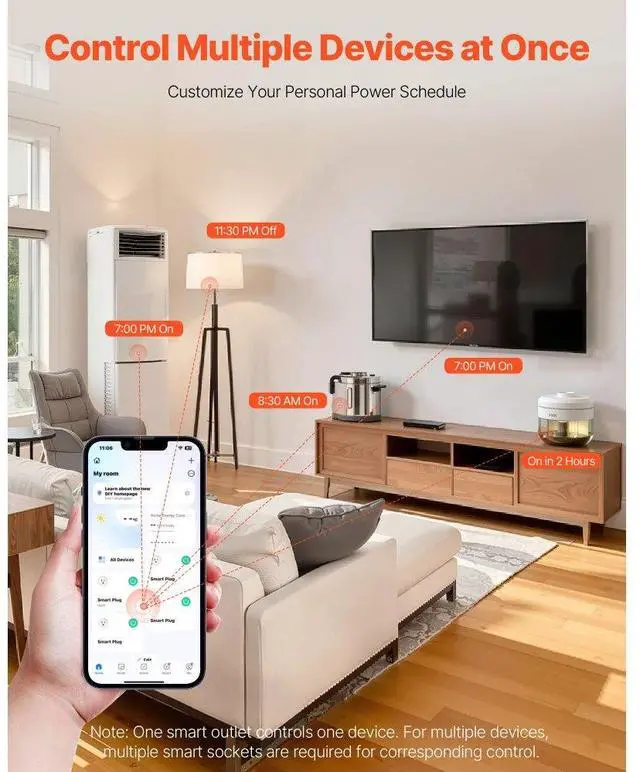 Alt view image 5 of 7 - VEVOR Smart Plug Works WiFi Smart Outlet with Alexa and Google Home 4-Pack White