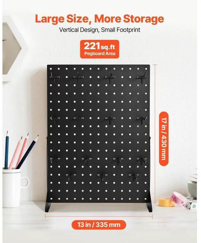 Alt view image 2 of 7 - Pegboard Display Stand with 15 Hooks Pegboard Panels Display Black (1 PCS)