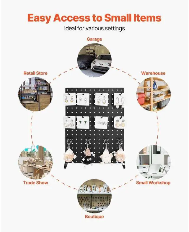 Alt view image 6 of 7 - Pegboard Display Stand with 15 Hooks Pegboard Panels Display Black (1 PCS)