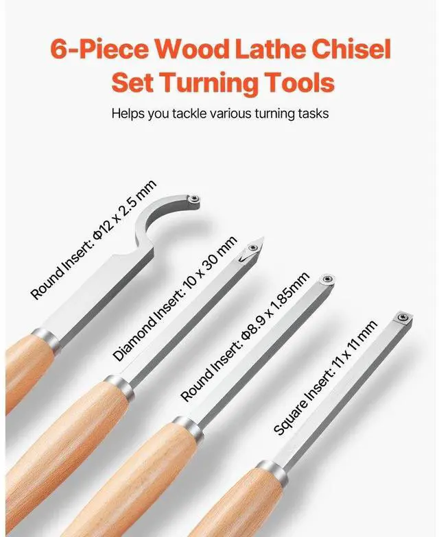 Alt view image 2 of 7 - 6PCS Wood Lathe Chisel Set HSS Woodturning Tools Storage Box for Lathe Finisher