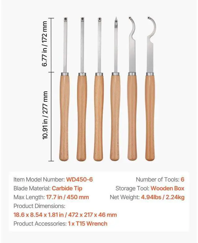 Alt view image 7 of 7 - 6PCS Wood Lathe Chisel Set HSS Woodturning Tools Storage Box for Lathe Finisher