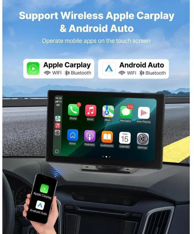 Alt view image 2 of 7 - Car Stereo Radio CarPlay Touchscreen 9 in Apple Android Front/Rear Camera