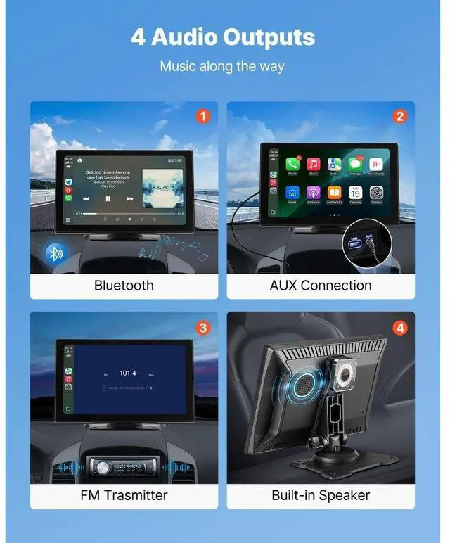 Alt view image 5 of 7 - Car Stereo Radio CarPlay Touchscreen 9 in Apple Android Front/Rear Camera