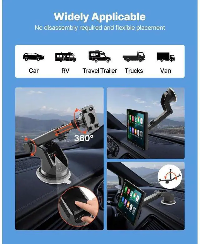 Alt view image 7 of 7 - Car Stereo Radio CarPlay Touchscreen 9 in Apple Android Front/Rear Camera