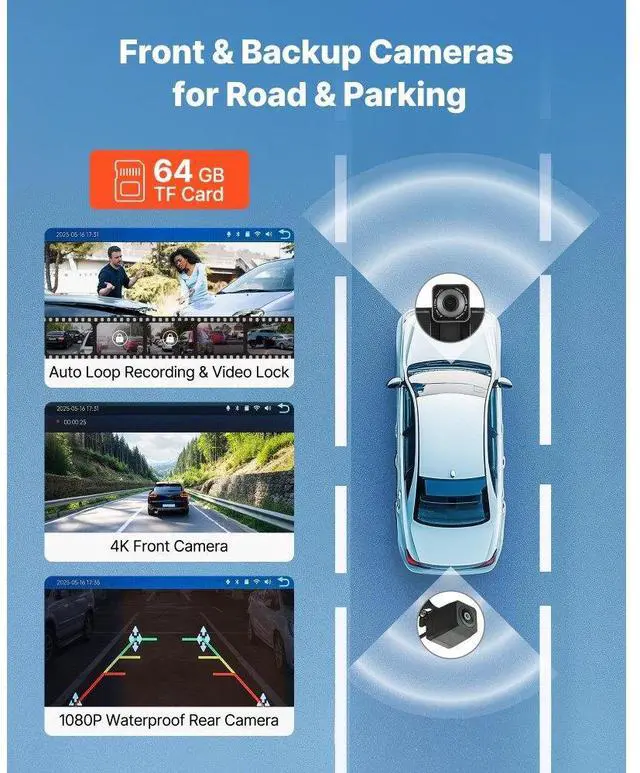 Alt view image 4 of 7 - Car Stereo Radio CarPlay Touchscreen 9 in Apple Android Front/Rear Camera