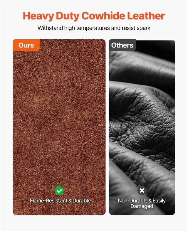 Alt view image 3 of 14 - VEVOR Leather Welding Sleeves Heavy Duty Cowhide Flame Resistant Work Sleeves