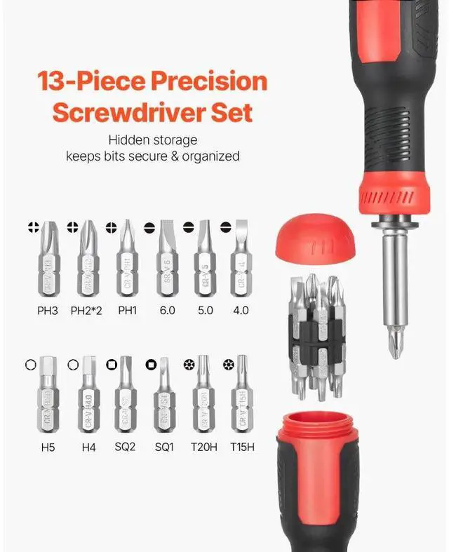 Alt view image 2 of 7 - 13-Piece Screwdriver Set Magnetic Handle Torx Phillips Hand Tools for Sockets