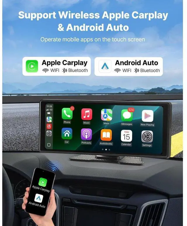 Alt view image 2 of 7 - Car Stereo Radio CarPlay Touchscreen 10 in Apple Android Auto Bluetooth