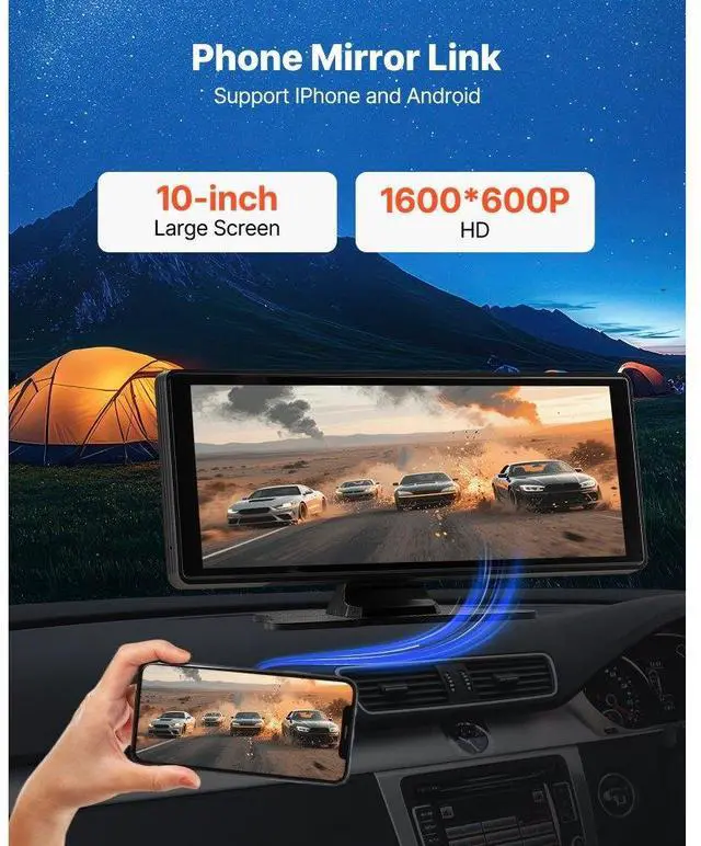 Alt view image 5 of 7 - Car Stereo Radio CarPlay Touchscreen 10 in Apple Android Auto Bluetooth