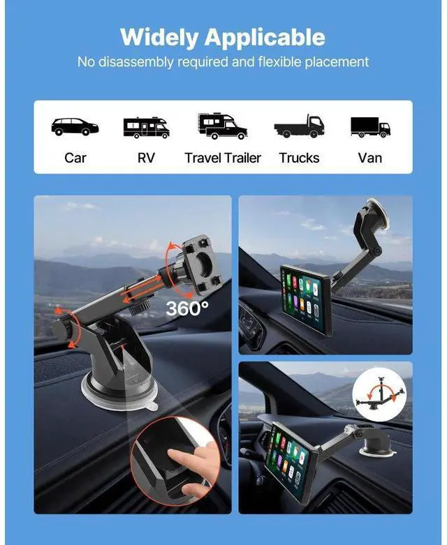 Alt view image 6 of 7 - Car Stereo Radio CarPlay Touchscreen 10 in Apple Android Auto Bluetooth