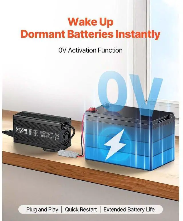 Alt view image 4 of 7 - VEVOR 12V 20A Lithium Battery Charger 14.6V AC-DC LiFePO4 Smart Charger for RV