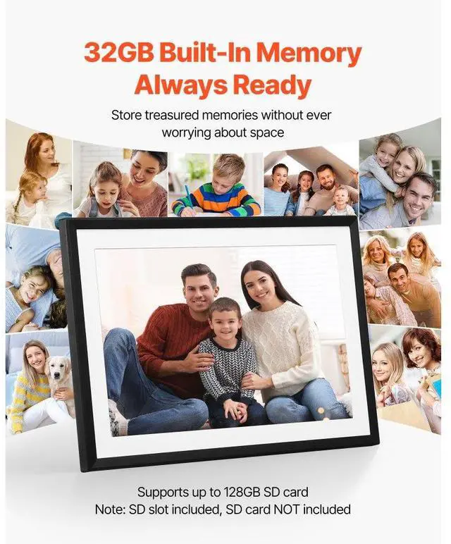 Alt view image 3 of 7 - 10.1 In Digital Picture Frame 32GB 1280x800 HD IPS Touchscreen Wi-Fi Photo Frame