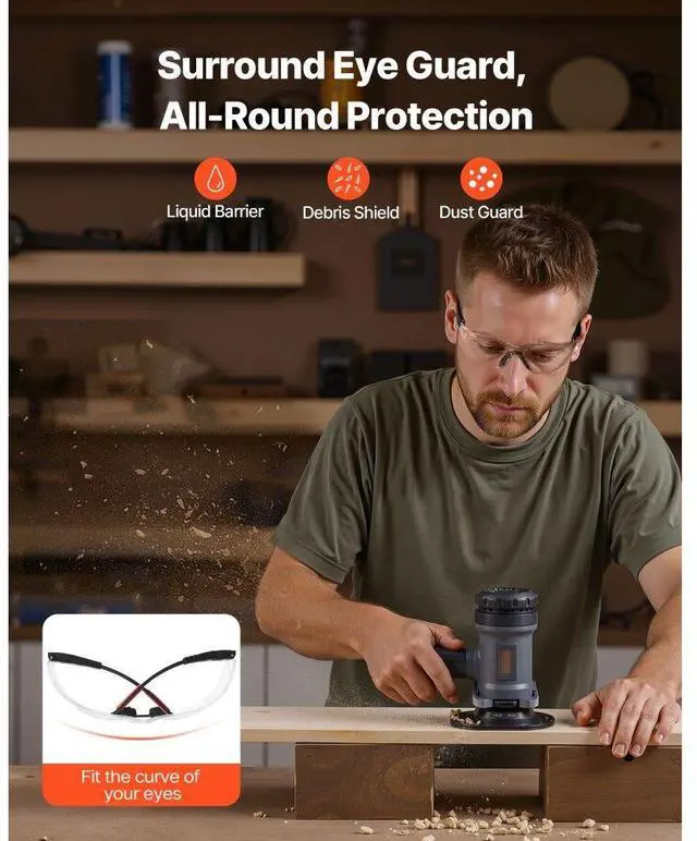 Alt view image 3 of 7 - Safety Glasses Anti-Fog and Scratch-Resistant ANSI Z87.1+ Eye Goggles