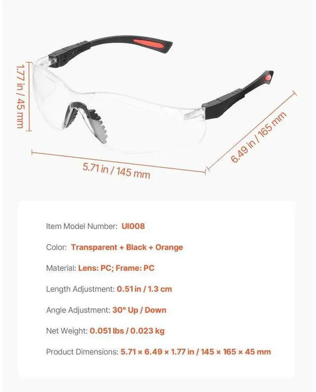 Alt view image 7 of 7 - Safety Glasses Anti-Fog and Scratch-Resistant ANSI Z87.1+ Eye Goggles