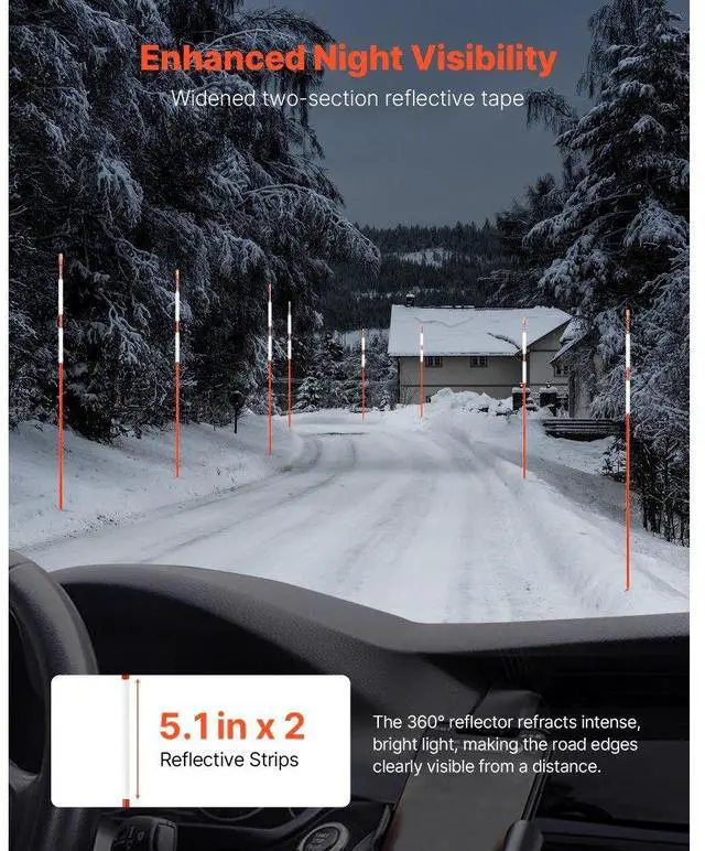 Alt view image 3 of 7 - 100Pcs Reflective Driveway Markers 5/16" Dia 72 in Snow Stakes Reflectors Orange