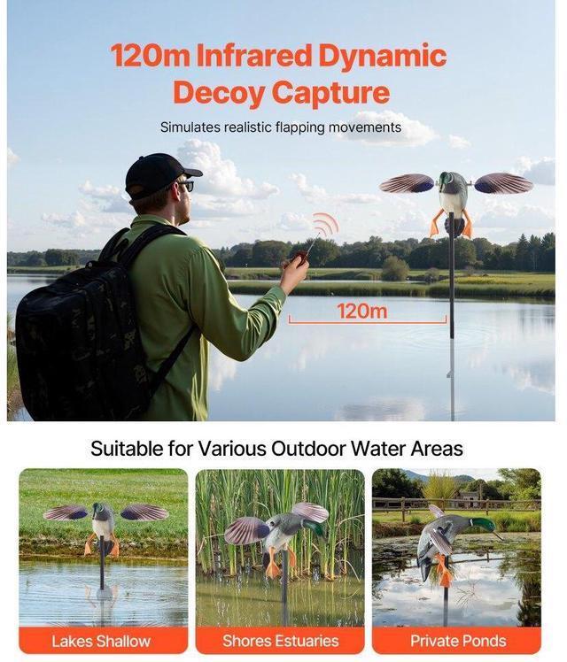 Alt view image 3 of 7 - Spinning Wing Motion Duck Decoy Outdoor Realistic Teal Decoys for Hunting 1-Pack