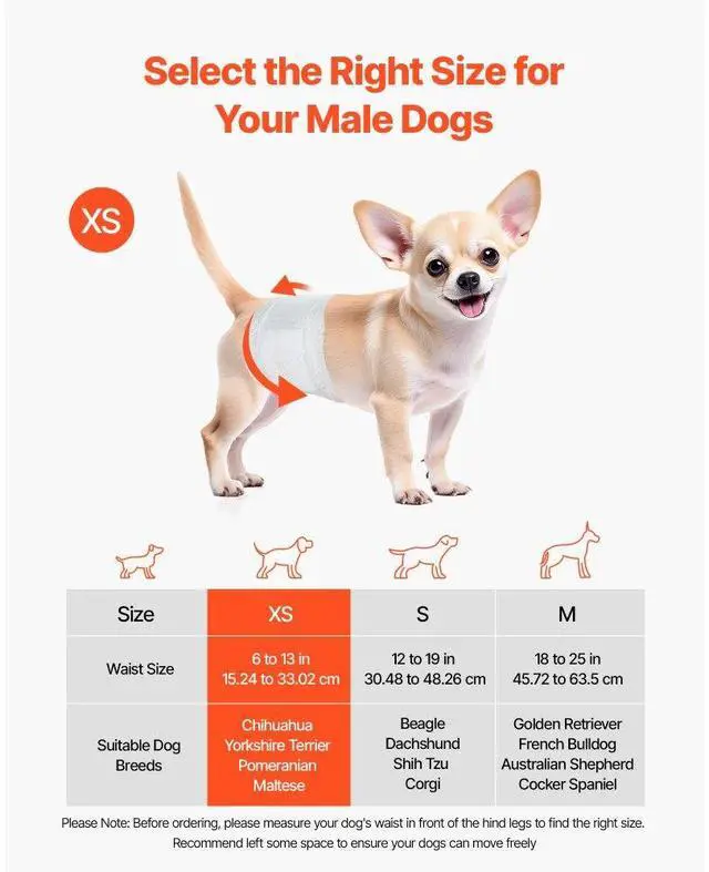 Alt view image 2 of 7 - VEVOR Disposable Male Dog Diapers Super Absorbent Male Dog Wraps XS 144 Count