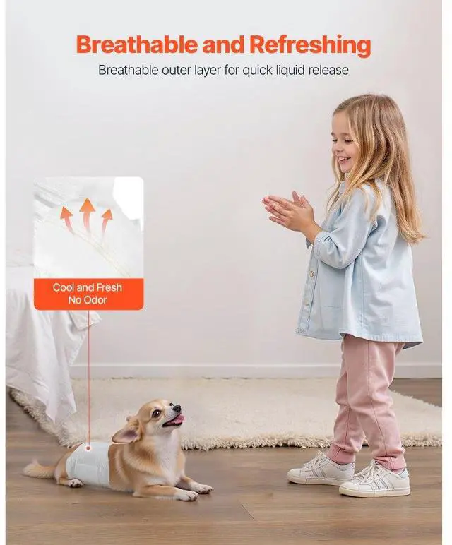 Alt view image 4 of 7 - VEVOR Disposable Male Dog Diapers Super Absorbent Male Dog Wraps XS 144 Count